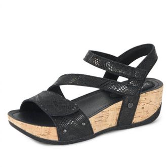 Bussola Womens Faiga Wedge Sandal In Serpelle I Nero