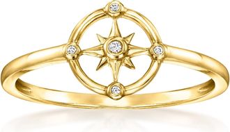 RS Pure by Ross-Simons Diamond Compass Ring in 14kt Yellow Gold