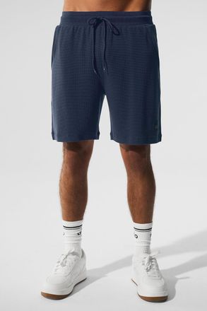 Alo | 7 Micro Waffle Fast Break Short in Navy Blue, Size: Small