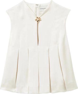 Claudie Pierlot pleated floral-embellished top - White
