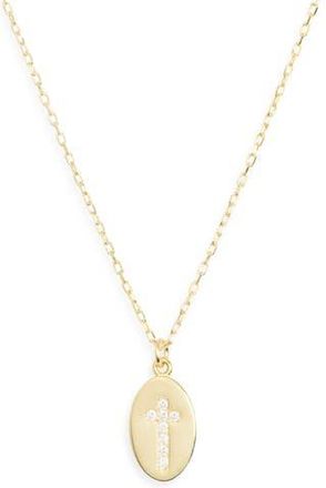 Argento Vivo Cubic Zirconia Cross Oval Pendant Necklace in Gold at Nordstrom Rack
