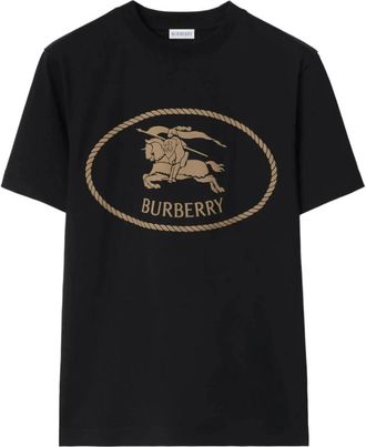 Burberry Tops, Heren, Zwart, S, Zwart Crew Neck T-shirt