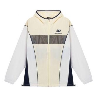 New Balance Unisex Embroidery Logo Color Contrast Hooded Jacket Coat White AMJ11500-CYW