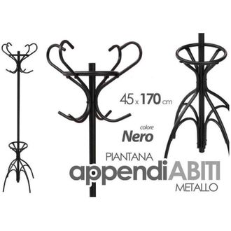 Trade Shop Kaela - Attaccapanni Appendiabiti Piantana In Metallo Ganci Moderno Nero 45x170cm 756658