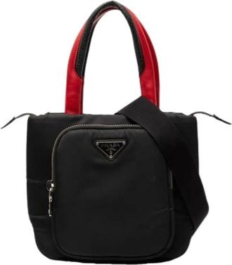 Prada Pre-owned Handbags, female, Black, Size: ONE SIZE Pre-owned Vintage Nylon Shoulder Bag
