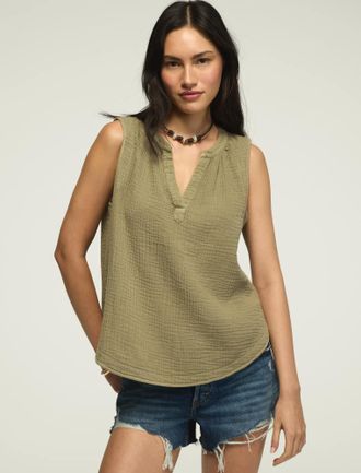 Lucky Brand Womens Gauze Popover Tank