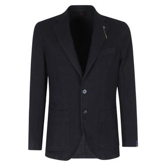 Santaniello Jassen, Heren, Blauw, 2Xl, Wol, Geklede Enkele-rij Jas