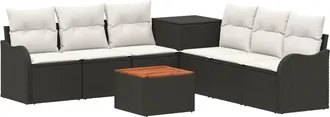 vidaXL Juego De Sof&aacute; 8 Uds. Negro Y Blanco Crema Vidaxl