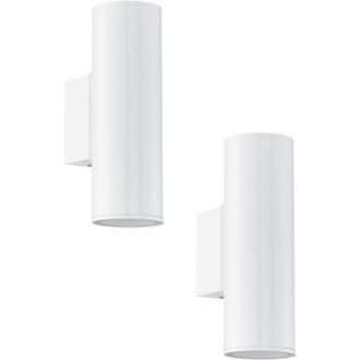 Loops 2 PACK IP44 Outdoor Wall Light White Up & Down Light 2x 3W GU10 Porch Lamp