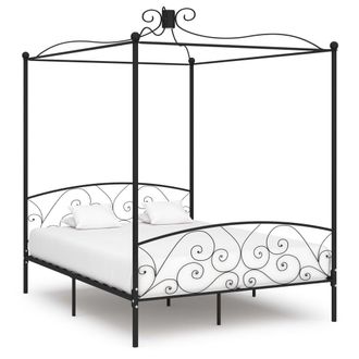 Berkfield Home Canopy Bed Frame Black Metal 160x200 cm