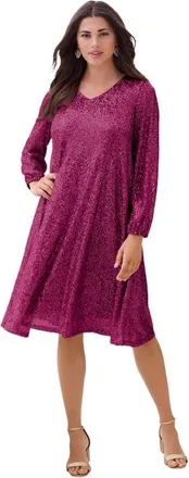 Roaman's Sequin Swing Dress in Berry Twist at Nordstrom, Size 28