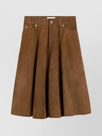 Ami leather a-line midi skirt