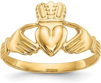 Diamond2Deal 14k Yellow Gold Polished Claddagh Ring