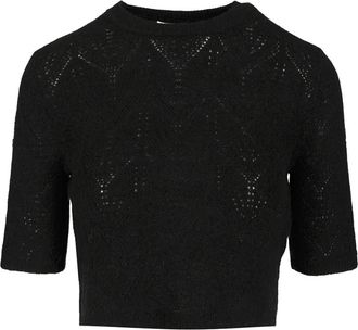 P.A.R.O.S.H. Crop Sweater - Dames - Ronde hals truien - Zwart - XS - Wol - Truien & Vesten