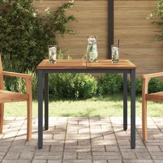 vidaXL Tavoli da esterno Naturale e nero 90 x 90 x 75 cm vidaXL