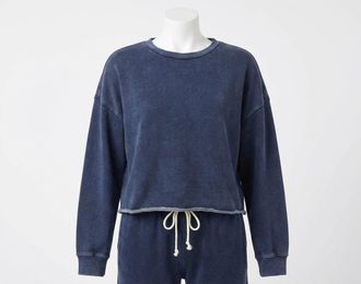 Z Supply Circuit Knit Denim Sweatshirt In Indigo