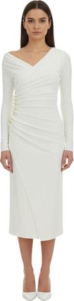 Elisabetta Franchi White V Neck Midi Dress