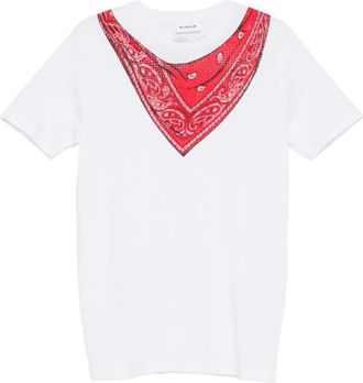 Parosh White V-Neck Printed T-Shirt