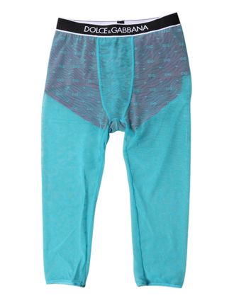 Dolce & Gabbana Blue Fuchsia Logo Lingerie Cropped Womens Underwear