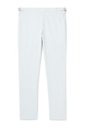 Orlebar Brown Griffon Tapered Striped Cotton-Blend Seersucker Trousers