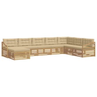 vidaXL Conjunto De Sof&aacute;s De Exterior Con Coj&iacute;n 8 Pcs Y Beige Poli&eacute;ster Vidaxl