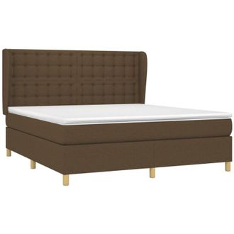 vidaXL Vidaxl - Cama Box Spring Con Colch&oacute;n Tela Marr&oacute;n Oscuro 180x200 Cm