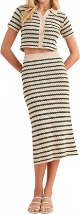 Wishlist Striped Crop Top And Maxi Skirt Set In Cream Hunter