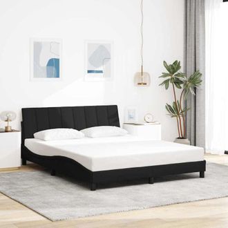 vidaXL Cama Sin Colch&oacute;n Tela Negro 160x200 Cm Vidaxl