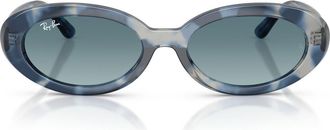 Ray-Ban 54mm Gradient Oval Sunglasses in Opal Blue Havana /Blue Grey at Nordstrom