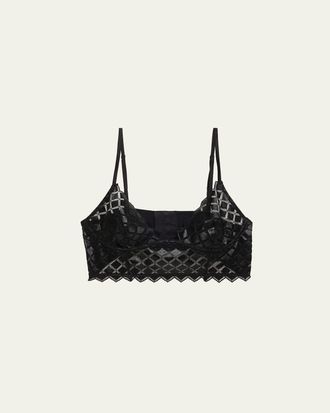 Kiki De Montparnasse Lamine Diamond-Embroidered Longline Bra