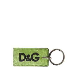 Dolce & Gabbana Keyrings, female, Green, Size: ONE SIZE Calf Leather Logo Metal Ring Keyring