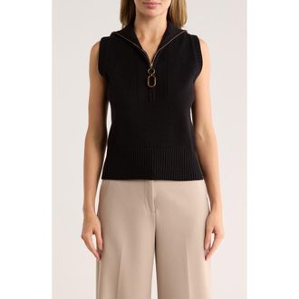 By Design Johanna Sleeveless Zip Front Top in Black at Nordstrom Rack, Size X-Large
