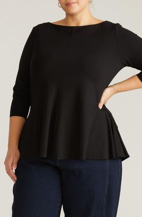 Universal Standard Cassandra Long Sleeve Jersey Top in Black at Nordstrom, Size Xl