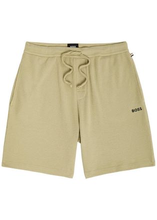 BOSS Boss Logo-embroidered Waffle Cotton-blend Shorts - Green - XL