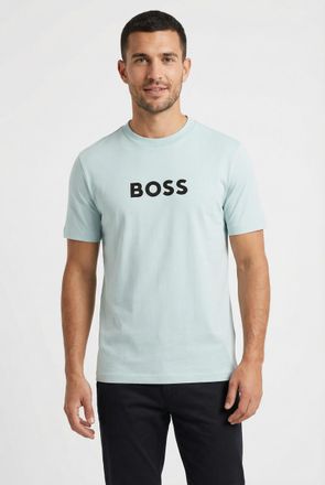 Boss Green by Hugo Boss T-Shirt BOSS GREEN, Herren, Gr. XXL, turquoise, aqua447, Single Jersey, Obermaterial: 100% Baumwolle, unifarben, regular fit normal, Rundhals, Shirts 