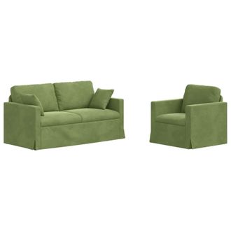 vidaXL Set Di Divani 2 Pz Verde Chiaro Velluto Vidaxl