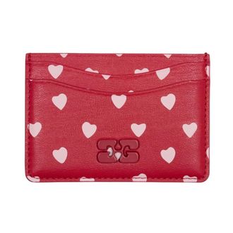 Ganni Bou Card Holder with Dots - female - Ganni - Wallets & Cardholders - Red - ONE SIZE - Accessories