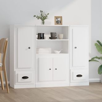 vidaXL Aparadores Altos 3 Piezas Madera Contrachapada Blanco Vidaxl