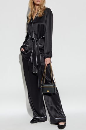 Dolce & Gabbana Silk Wide-leg Pants, Womens, Black