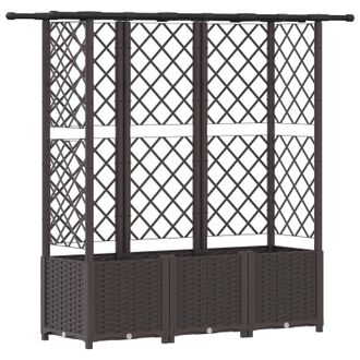 vidaXL Cama Elevada Con Trellis Y Techo Marr&oacute;n 163,5 X 40 X 138 Cm Pp Vidaxl