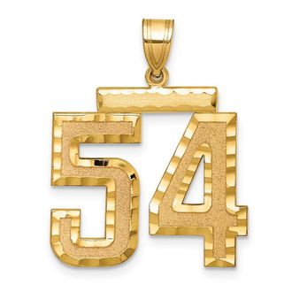 Diamond2Deal 14k Yellow Gold Large Brushed Diamond-cut Number Charm Pendant