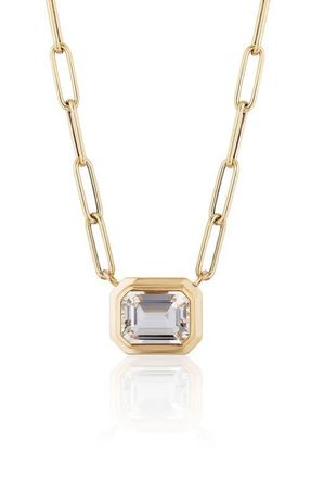 Goshwara Manhattan Emerald Cut Pendant Necklace in Clear at Nordstrom, Size 18