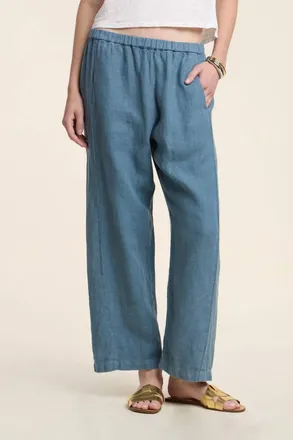 Velvet The Celine Linen Pant In Hailstone