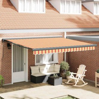 vidaXL Toldo Retr&aacute;ctil Aluminio Y Tela Amarillo Y Blanco 4x3 M Vidaxl
