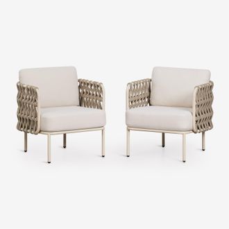 Sklum Pack De 2 Sillones De Jard&iacute;n En Aluminio Y Cuerda Trenzada Tevary Sklum