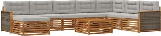vidaXL Conjunto De Sof&aacute;s De Exterior 9 Uds. Natural Y Gris Claro Vidaxl