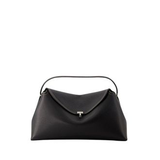 Toteme Handbags, female, Black, ONE SIZE, Black Leather Top Handle Bag