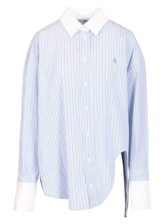 The Attico Striped Cotton Shirt Shirts Light Blue-Donna
