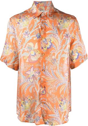 Etro Orange Regular Paisley Shirt
