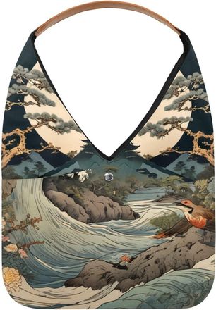 Generic Beautiful Ukiyo-e Reusable Lightweight Grocery Bags - Foldable Into Compact Pouch, Washable & Sturdy, Multipurpose for Shopping and Travel